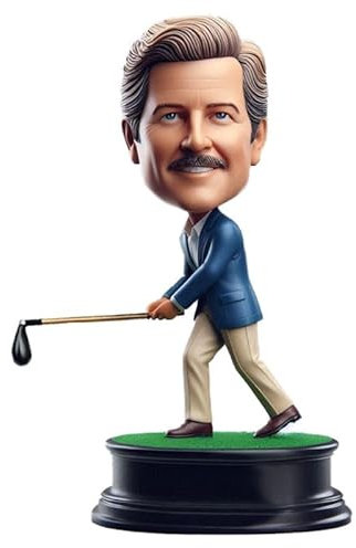 mydedor Individuelle Wackelkopf-Figur, individuelle Puppe, Vater, der Golf spielt, benutzerdefinierte Wackelkopf, Wackelkopf-Figuren, handgefertigt, personalisierte Skulptur, Geschenk für Mann