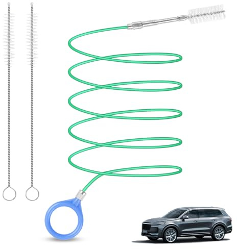 Adiwo Car Drain Hole Cleaning Brush, 5m Car Drain Hole Cleaner, Car Drain Hole Unclogging Soft Brush with 2 Pack 24cm Cleaning Brush for Car Sunroof Wiper Drain Hole