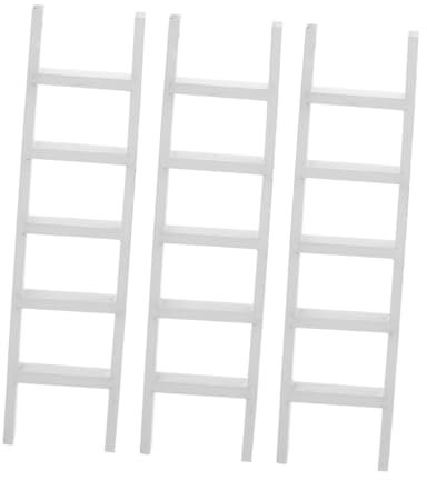 MOLUCKFU 3pcs Miniature Wooden Dollhouse Ladder Sturdy Tiny Stairs for Home Decor Authentic Craftsmanship Sized for Scale Dollhouse Accessories