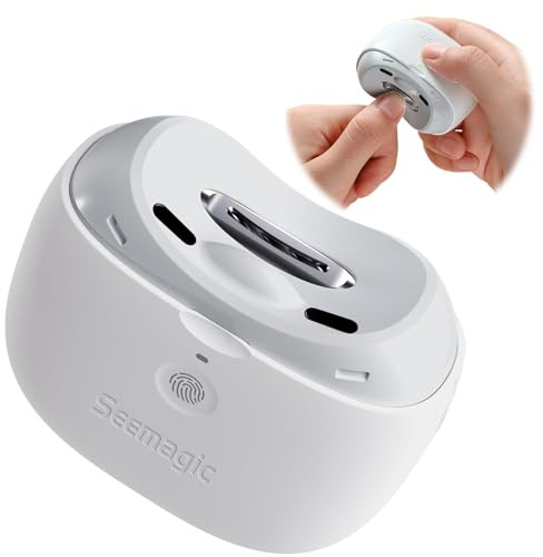 Elektrisk nagelklippartrimmer för vuxna, seniorer, barn, fingertrådar, seemagiska 3-i-1, uppladdningsbar, automatisk nagelklippare med LED-ljus och 2 hastigheter – säker för barn och småbarn, vit