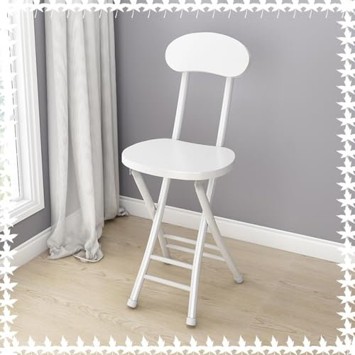 Sgabelli da bar pieghevoli alti 45,7 cm, con schienale e poggiapiedi, portatile, altezza da bancone, sgabello pieghevole per casa, soggiorno, sala da pranzo, colore bianco