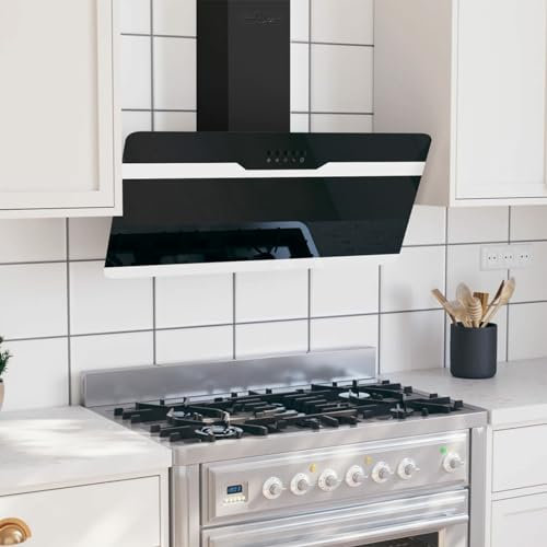 ShGaxin Hotte aspirante murale en acier et verre trempé noir 90 cm, extracteur de cuisine - SPU:51669