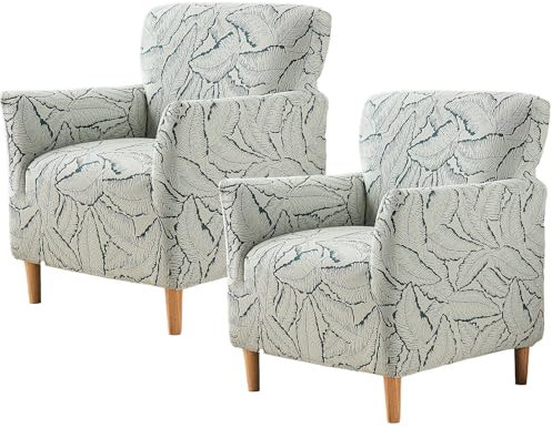 CLGTY 2 Stück Club Chair Stretch Sesselhusse, Stretch Spandex Quadratisch Sesselschoner Mit Armlehne Weich Waschbar Sofahusse Für Wohnzimmer Bankette Dekorative-grün-2pc