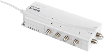 Labgear Amplificatore di segnale radio e TV a 4 vie, amplificatore di distribuzione del segnale con connessioni di tipo F, amplificatore professionale con bypass IR