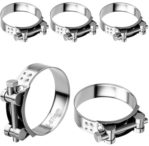 TXXATX Auspuffschelle Edelstahl 64-67 mm Gelenkbolzenschellen 5 Stück Schlauchschellen Auspuffrohr Bandbreite 22 mm Motorrad Auspuffschelle für Auspuff Klemme Schlauch Wasserrohr