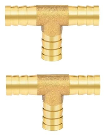 2Pcs 8mm Brass Barbed Connector 3-Way T-Shaped - Heavy Duty Fuel/Hose Splitter, Universal Gas/Water/Oil Fittings for Garden/Irrigation/Boiler Systems