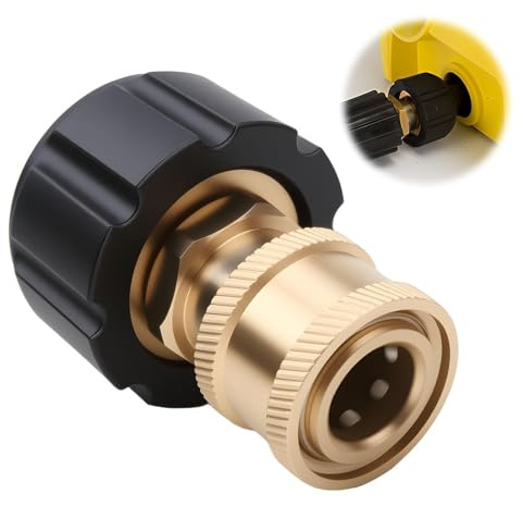 M22 14mm Female to 1/4 Inch Quick Connect Female Socket, M22 x 1.5 Pressure Washer Adapter for 1/4 QC Plug, Brass Quick Disconnect Coupler for Hose, Gun, Foam Cannon, Not for M22 15mm