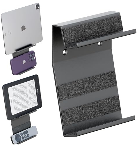 sciuU Wandhalterung mit 2 vertikalen Schlitzen - für 2 Geräte < 18mm Dicke | Universeller Metall Gerätehalter für Handy, Tablet, E-Reader, Fernbedienung - Halterung für Zuhause, Büro, Schlafzimmer