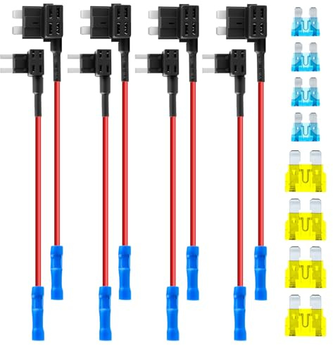 8 Stück 12V Stromdieb mit 8 10A Fuses für Auto Lkw Boot, Stromdieb Kfz Sicherung Kit mit 4 Standard 4 Mini Sicherung Kfz, Sicherungsdieb 10A 1000W Stromdiebe Hohe Qualität Steifigkeit