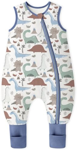 Yoofoss Saco de Dormir para Bébé con Pies Calcetines 1.5 TOG Algodón Todo el año Primavera Otoño Súper transpirable Dormir para Unisex 70 cm Niñas Niños 6-18 Meses