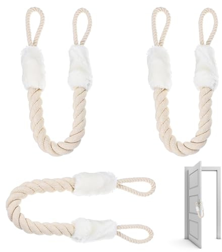Zyiphor 3 Stück Türkordel Klemmschutz für Türen Türstopper Klinke Baumwolle Türkordel Klemmschutz Türklinken Stopper Türkordeln Türstopper Türklinke (Weiß)