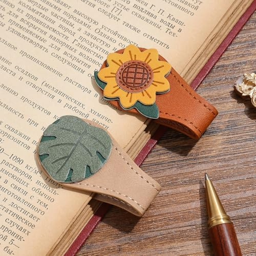 Celblisora ​​2 Stück Vintage Magnetisches Leder-Lesezeichen für Frauen, Magnetisches PU-Lesezeichen, Clip-Buch-Zubehör