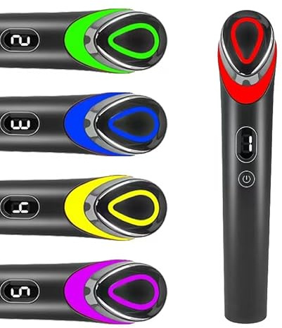 6-in-1 Black Beauty Device for Face and Eyes | Face Massage | Glass Skin with Improved Absorption, Shine, Elasticity, Pore Care | LED Skin Care Device | Facial Microcurrent EMS Lift