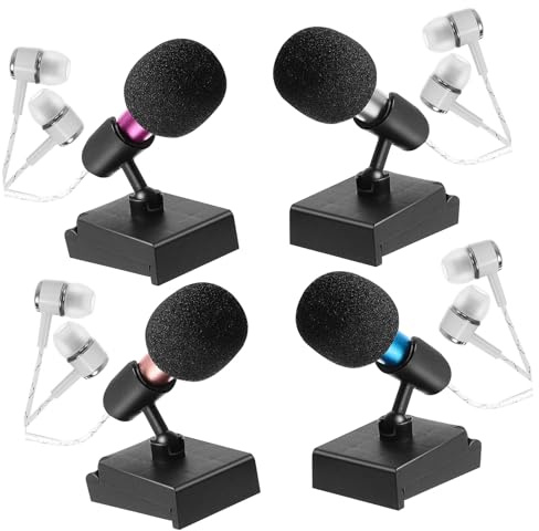 Toyvian 4sets Mini Microphone Portable Singing Mic Equipments Mic Covers Windscreen for Phones Laptops