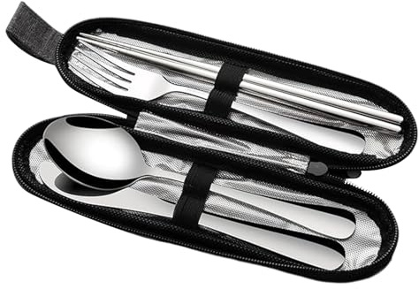 Lembeauty Set de Couverts de Voyage | Kit de Vaisselle Réutilisable,Set de Coutellerie Imperméable pour École Dortoir Lieu de Travail Cuisine Camping Randonnée Plein Air Université Pique-Nique