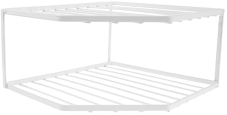 Cabilock Cookware Storage Rack Double Countertop Corner Shelf Pan Racks for Kitchen Dish Holder for Countertop Kitchen Organizer Shelf