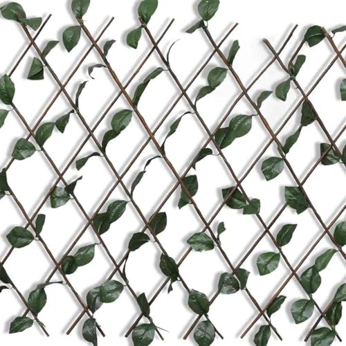 Lot de 5 clôtures d'étang en osier avec feuilles artificielles 180 x 90 cm - Clôture pour chien