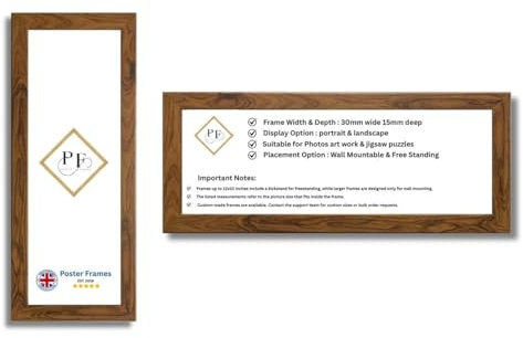 18x6 inch Panoramic Picture Frame | Walnut Panoramic Photo Frame & Poster Frame for Pictures, Photos, Documents, Jigsaw Puzzles, Artwork | Landscape or portrait Wall Mount Display