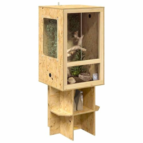 vidaXL Terrarium Braun 50 x 50 x 130 cm OSB, Rustikale, robuste Reptilienunterkunft, quadratische Terrarienanzeige, Glashaus für Haustiere