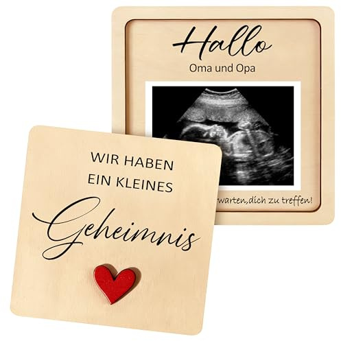 Dercylele Schwangerschaft Verkünden-Hallo Oma und Opa,Du wirst oma Geschenk Schwangerschaftsverkündung,Baby Verkündung Verkündung Schwangerschaft Holzplättchen mit Box (Oma & Opa)