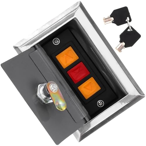 BUTIFULSIC Shutter Door Push Button Control Box with Hidden Lock Case, Momentary Outdoor Switch for Electric Garage and Roller Shutter Doors, Manual Remote Control Station for Gate Openers