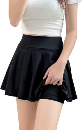 Alexis Leroy Jupe Longueur midi A-Line pour Femme, Taille Haute avec Short Intégré – Coupe épurée, évasée, Effet Amincissant