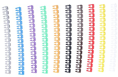Spacnana Marcador de Cables, Clamp/Holder de Etiqueta de Cable de Plástico con Números Coloridos para Cables Eléctricos de 2mm, Organizar de Hogar y Oficina