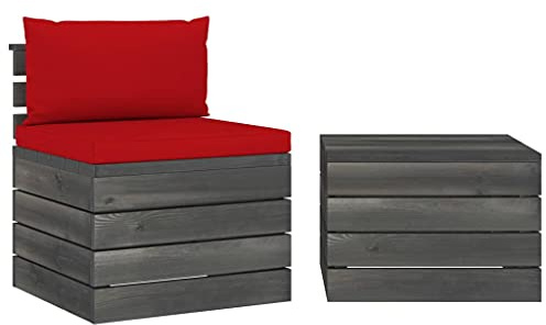 HFXHIJXQ Paletten Gartensofa 2-TLG. mit Tisch 60 x 65 x 71,5 cm rot Kiefer wetterfest für Balkon, Terrasse und kleine Outdoor-Sitzecke