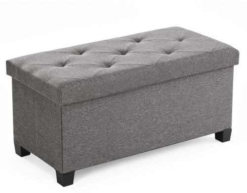 Sweetcrispy Sitzbank mit Stauraum, Faltbar Sitzhocker, 76x38x38 cm, Grau