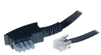 TPFNet Premium Telefonkabel (TAE N Stecker an RJ12 Stecker (6P6C), 6-polig, 6-adrig belegt) zum Anschluss von Telefonenn Modems und Kombifaxgeräten etc. an eine TAE-Anschlussdose, Schwarz, 3m