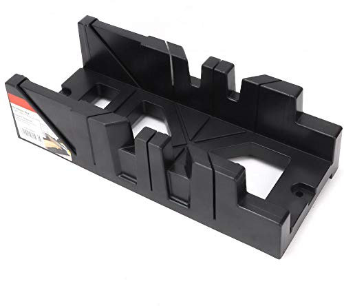 Wood Gypsum Miter Box, 11 HIPS Plasitc 0/45/90 Degree Clamping Miter Box w/Inclined 45° Cutting for Hand Saw 4 Cutting Angles