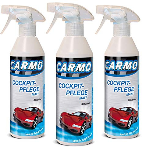 CARMO 3X Cockpitpflege | Reinigt und pflegt | Mattes Finish/Matteffekt | Reinigt ohne zu Fetten - Silikonfrei | Frischt Farben auf | Schützt vor Wiederverschmutzung | Einfache Anwendung | 500ml