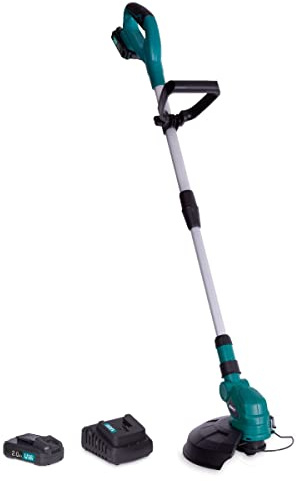 VONROC 20V Batteridriven Grästrimmer – 250mm Skärdiameter, Teleskopiskt Handtag, 2 Batterier 2,0Ah och Snabbladdare – Perfekt för Trimning och Beskärning av Gräsmattor och Ogräs