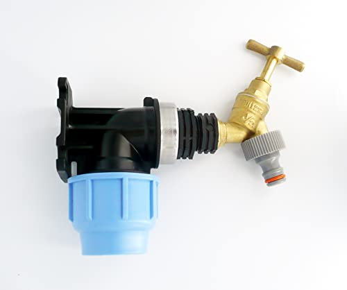 MDPE Compression Wall Plate Elbow (32mm) with 1/2 Brass Tap & Snap On Connector