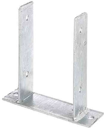 1x siwitec U-Pfostenträger zum Aufschrauben, lichte Breite 121 mm, 200 mm hoch, U Profil Stahl aus feuerverzinktem Stahl, U Winkel Halterung, Erddübel, Bodenanker, Balkenschuh, Schraubanker