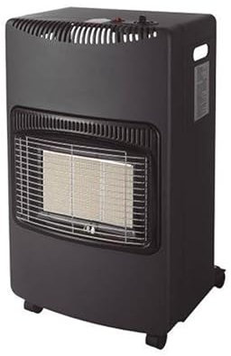 Stufa a gas in ceramica grigia, 4200 W, classe A, 3 livelli, ruote e maniglia