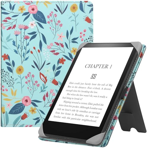 HGWALP Funda Universal para 6-7 Pulgadas eReaders, Funda Folio Stand Soporte con Correa Compatible con Kindle Paperwhite/Colorsoft/Kobo/Tolino/Pocketbook/Sony 6 6.8 7 E-Book Reader-Spring Bloom