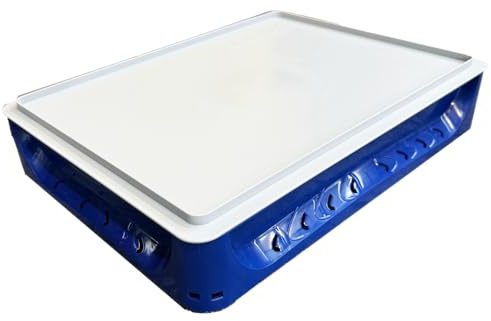Solent Plastics 7 Litre Pizza Bread Dough Proofing Tray complete with Lid - 40 x 30cm x 8.5cm - Fits in domestic fridges! (Blue)