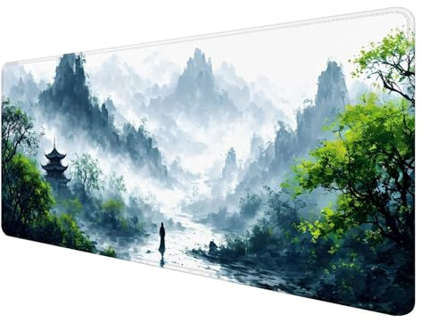 Mauspad XXL, 1000x500mm Gaming Mauspad Berg, XXL Mousepad Groß mit rutschfeste Gummibasis, Mauspad Landschaft Wasserdicht & rutschfest, Großer Erweiterter Schreibtischunterlage für Home Office E-9