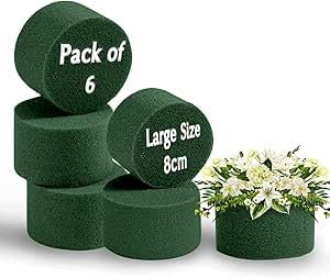 Amerise 6 Pcs Floral Foam Blocks Round 8x5cm – Wet Florist Foam for Fresh Flowers, Flower Arranging & Wedding Decoration – Green Flower Foam Cylinder for Floristry, Long-Lasting & Easy to Use