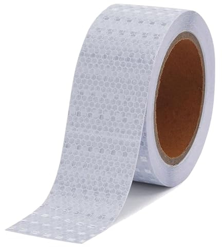 YUNXCNA Bande Réfléchissante, Ruban Adhésif Blanc de 5cm x 10m, Bande Réfléchissante pour le Marquage du Profil des Véhicules, Ruban de Signalisation de Danger, Pour Camions, Remorques