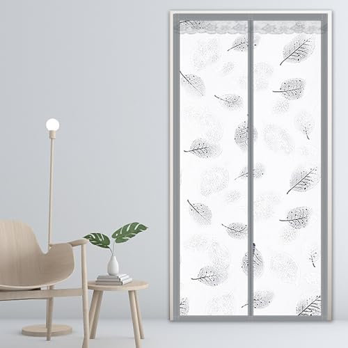 Magnetic Insulated Door Curtain 95x195cm Thermal Insulation Magnetic Screen Door Curtain for Living Room Transparent Magnetic Door Curtain with Magnets Mosquito Protection and Soundproofing