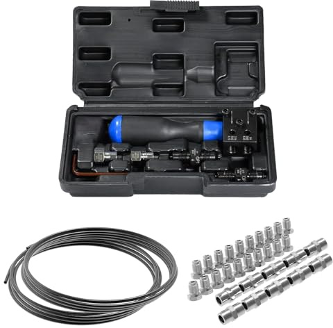 Ysislybin Herramienta De Abocardado De Línea De Freno, Herramienta De Abocardado Doble De Tubo De Línea De Freno De 3/16 y 1/4 Pulgadas SAE De 45 Grados 10m Tubo de Freno Ø 4,75 mm Kit