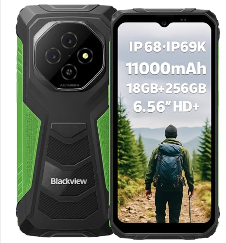 Blackview Fort 1 AI Smartphone Resistente, IA Mágico Editor de Fotos, 18GB+256GB, Batería 10000mAh, 16MP+8MP, 6.56'' HD+, Resistencia IP68 IP69K Antigolpes Teléfono, Android 15, Dual SIM, NFC Verde