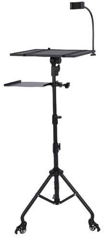 Fafeicy Projector Stand Tripod Adjustable Height 22 to 47 Inch Heavy Duty Alloy Stand with Wheels & Brake Switches for Gaming Consoles Home Visual Equipment