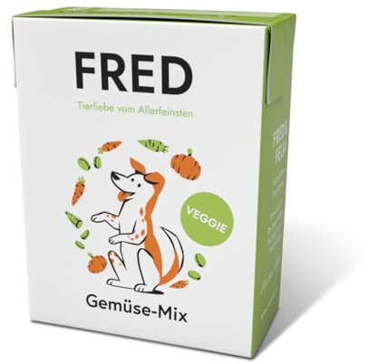 FRED Gemüsemix für Hunde – 100 % Gemüse in Lebensmittelqualität – ideal als Topping zu Trockenfutter, Nassfutter & Barf – 390 g Tetra Pak