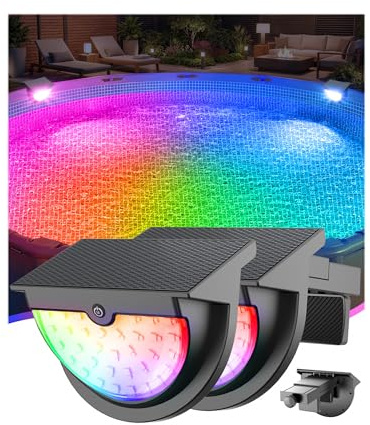 DeeprBetter 2026 Verbessert Poolbeleuchtung Solar, Farbwechsel LED Pool Beleuchtung mit 10 Lichtmodi, IP68 Wasserdicht Solar Pool Lichter & Teichbeleuchtung, Poollampe Schwimmlichter Solar Garten-2PCS