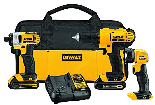 DEWALT Kit combinado de taladro inalámbrico de 20 V MAX*, 3 herramientas (DCK340C2)