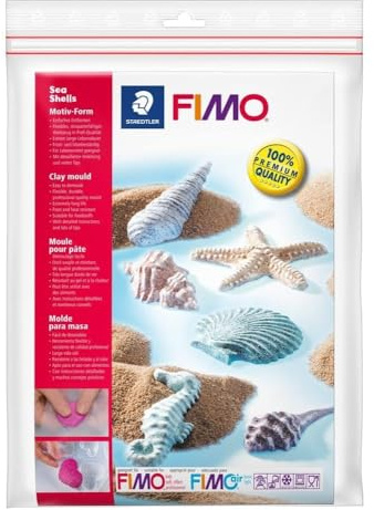 STAEDTLER Motiv-Form Muscheln Fimo Accessoires, einfaches Entformen, Lebensmittel-kompatibel, Frost- und hitzebeständig, extrem lange Lebensdauer, mit detaillierter Anleitung, 8742 08