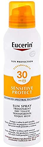 Eucerin Sun Body Oil Control Aerosol Spray FPS 30 (200 ml), spray protector solar 30 con filtros UVA/UVB, crema de sol transparente, protección solar para pieles sensibles y con tendencia acneica